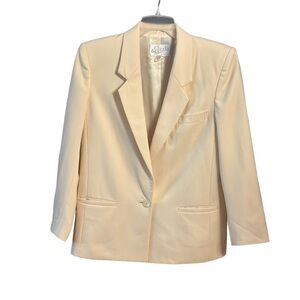 Vintage Claudia & Marc Ivory Wool Lined Blazer Womens Size 8 Petite Flawless EVC